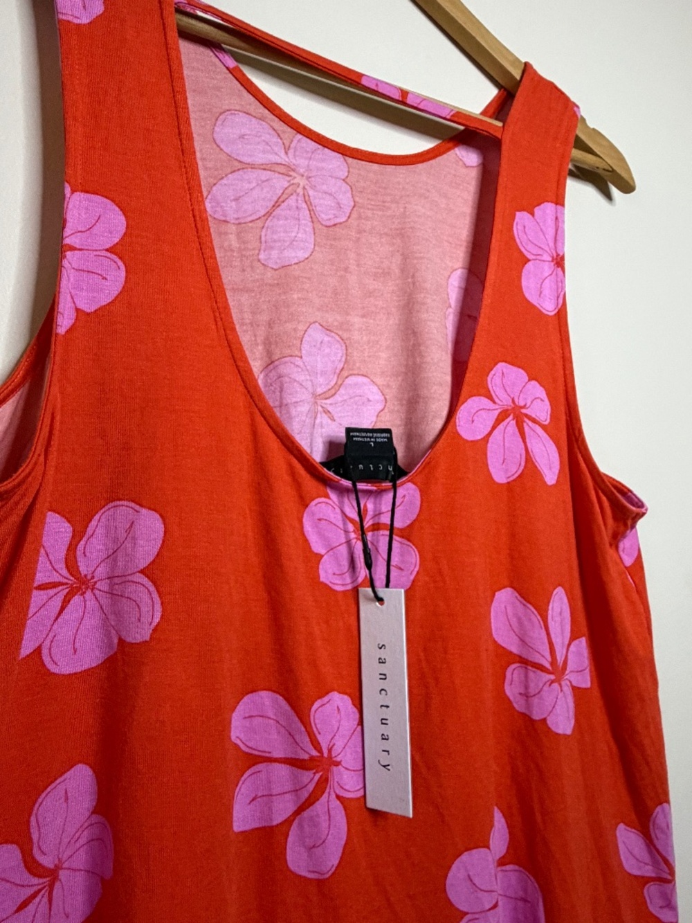 Sanctuary Floral Tank Top Scarlet Pink Sleeveless Blouse NWT Tropical Vacation